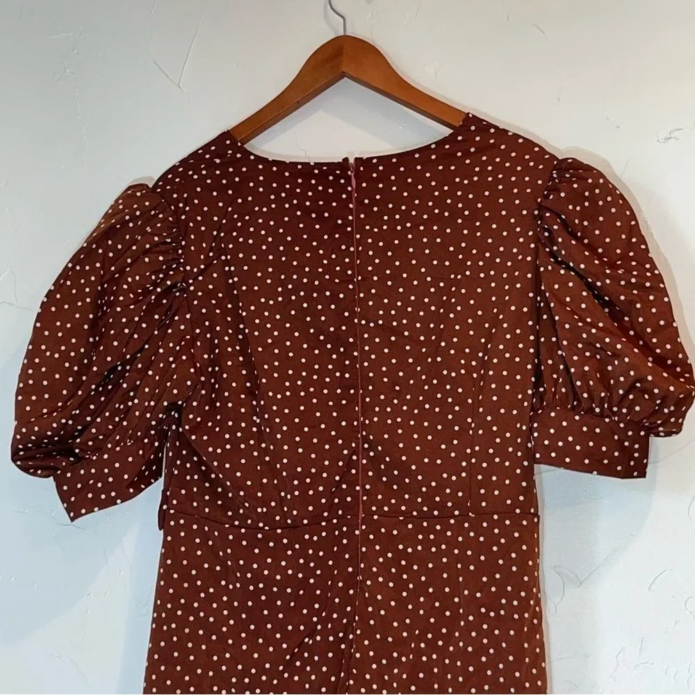Girl in Mind Brown & White Polka Dot Dress - Picture 6 of 10